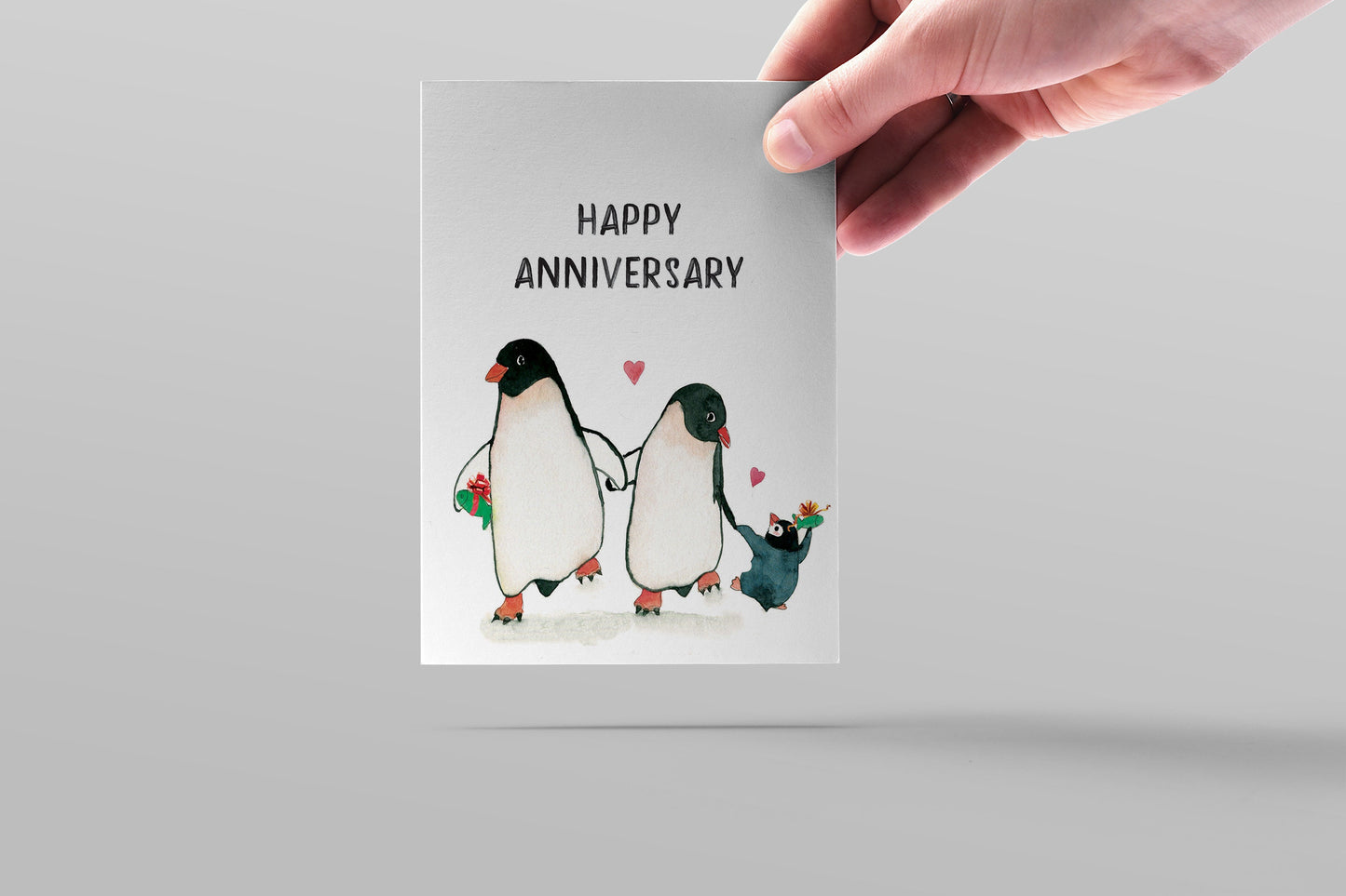 Mom Dad Penguin Valentines Card For Husband - Happy Love Day - Anniversary Card From Baby - Romantic Cards For Couples