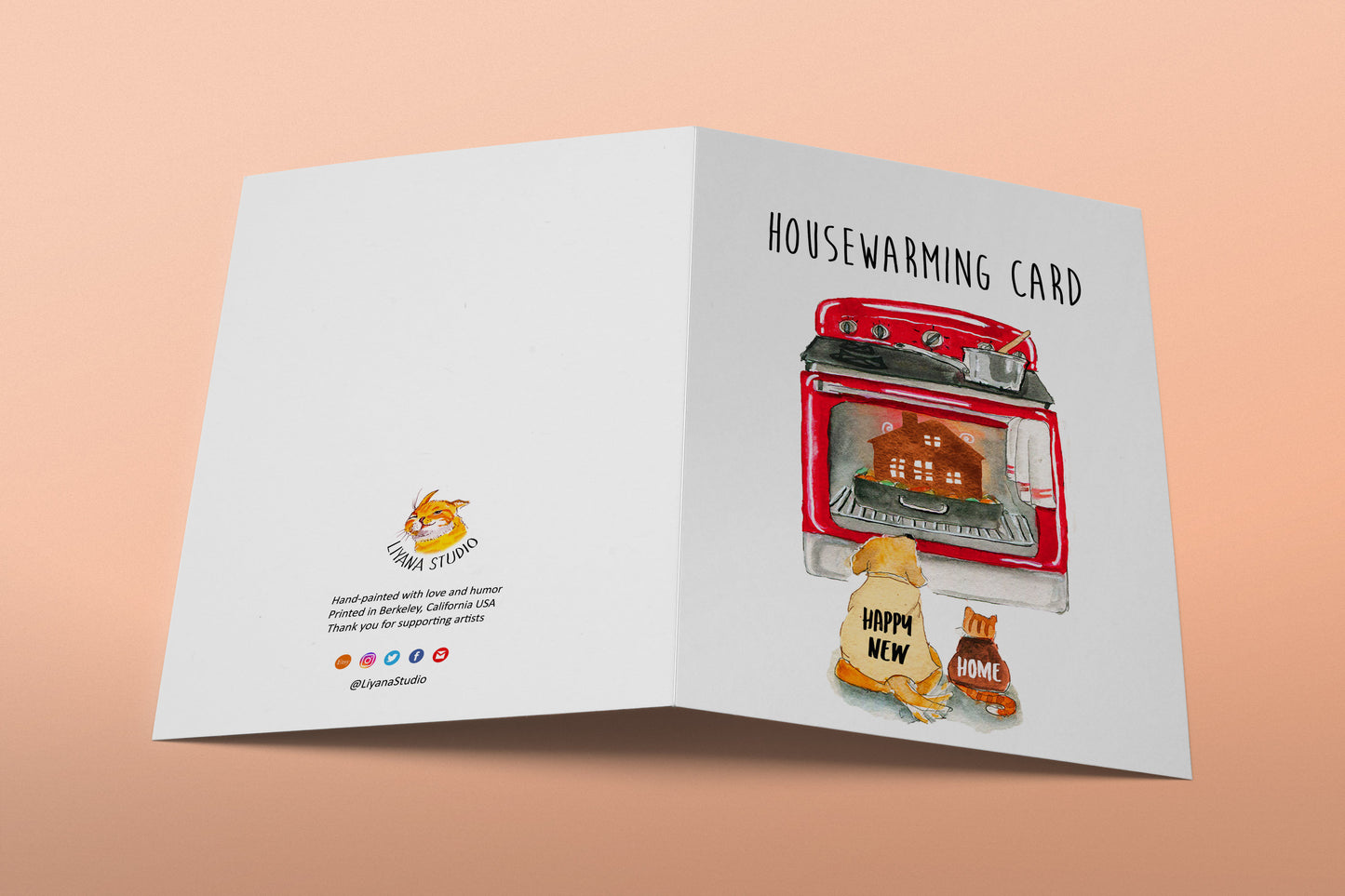 Funny Housewarming Card For Friend - Happy New Home Card - Cat Dog Oven Bake New House