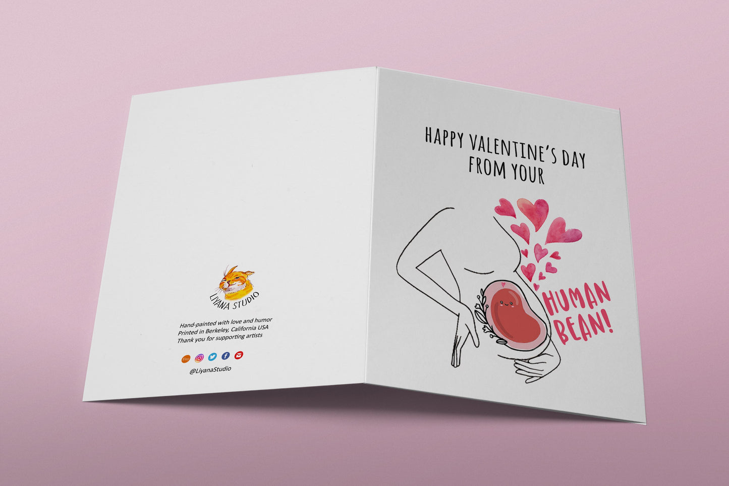 Pregnant Mom To Be Valentines Card For Husband - Expecting Dad Valentines Day Gift From Wife - Lil Human Bean Baby Cards