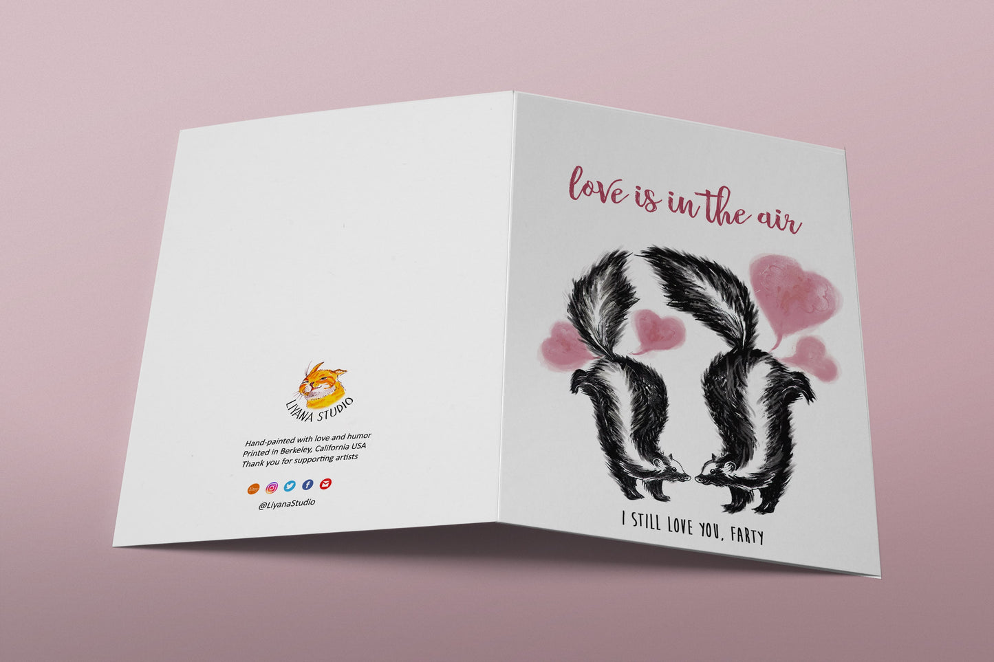 Fart Skunks Funny Valentines Card For Boyfriend - Love Is In The Air - Valentines Day Gift For Him