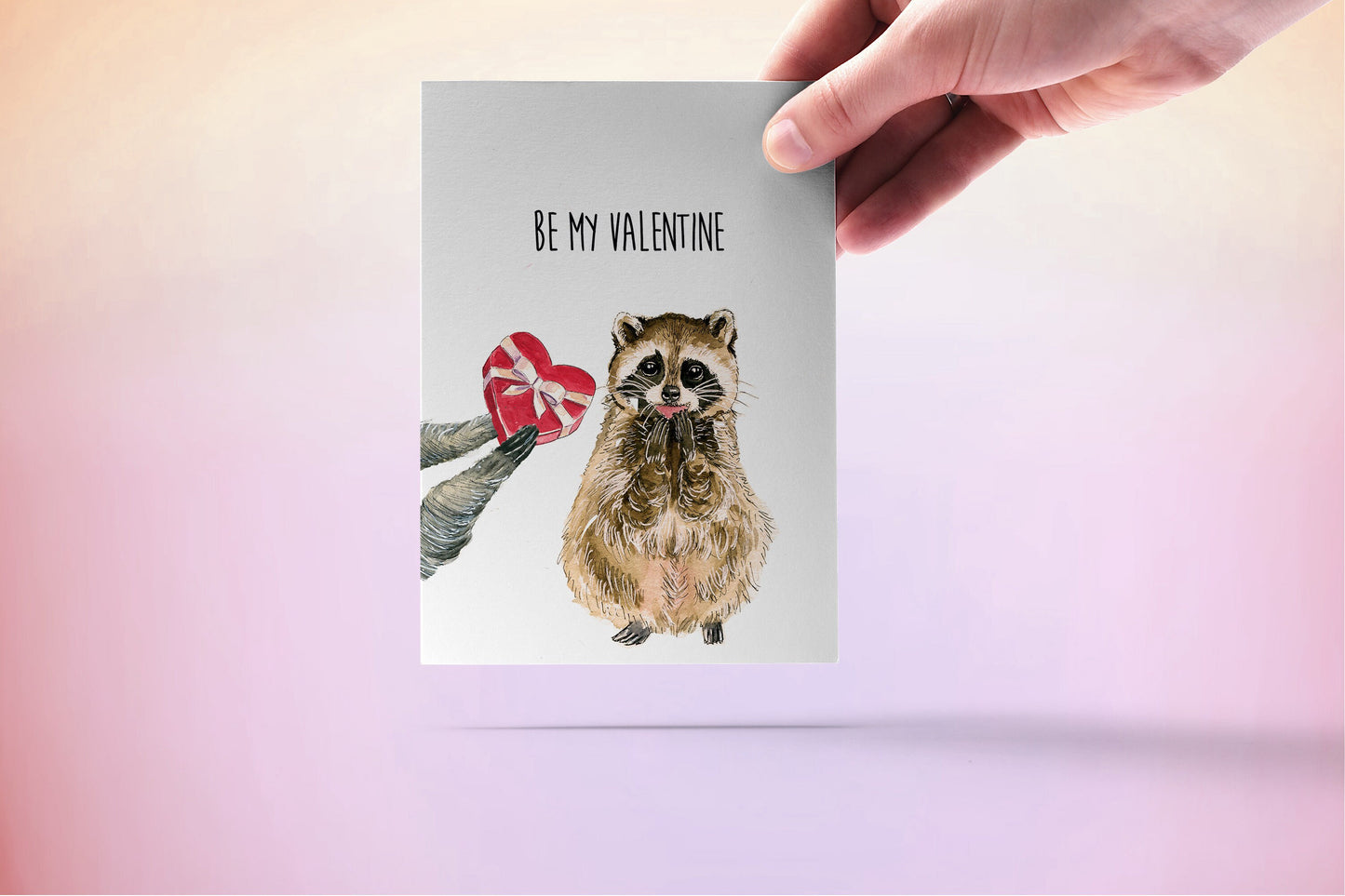 Funny Raccoon Valentines Card For Girlfriend - Be My Valentines Chocolate Candy Gift For Her