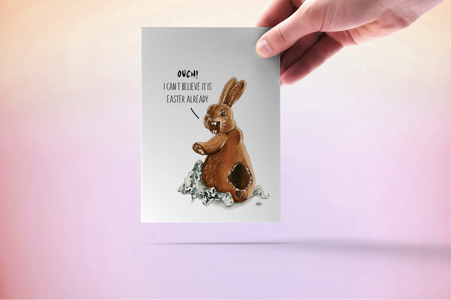 Adult Funny Easter Card For Friends - Chocolate Bunny Treat Easter Card Set - Rabbit Spring Greeting Cards