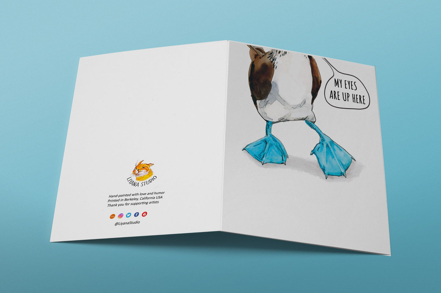 Blue footed Boobie Bird Card - Funny Birthday Card For Friends