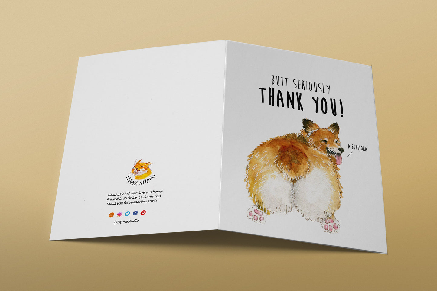 Corgi Butt Thank You Cards For Friend - Butt Seriously Thank You A Buttload - Appreciation Gift From Dog
