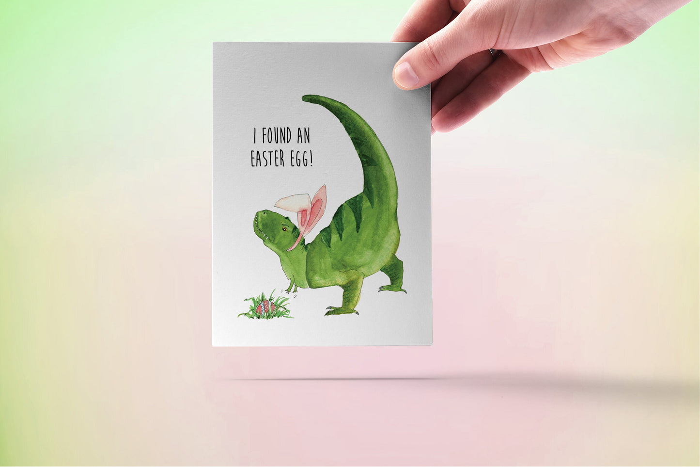 T Rex Dinosaur Funny Easter Card Set - Easter Egg Hunting Happy Easter Cards Pack For Kids