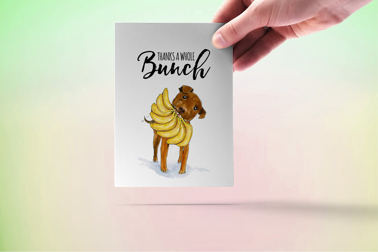 Pitbull Funny Thank You Cards From Dog - Thanks A Whole Banana Bunch