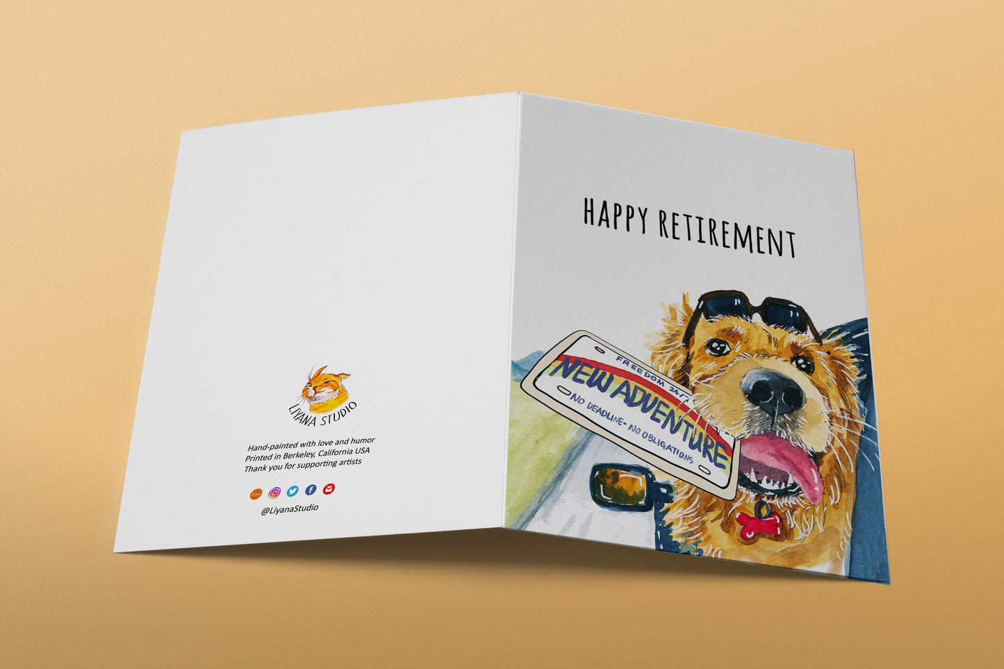 Golden Retriever Retirement Cards For Men - Road Trip Adventure Begins Congratulations Card For Coworker