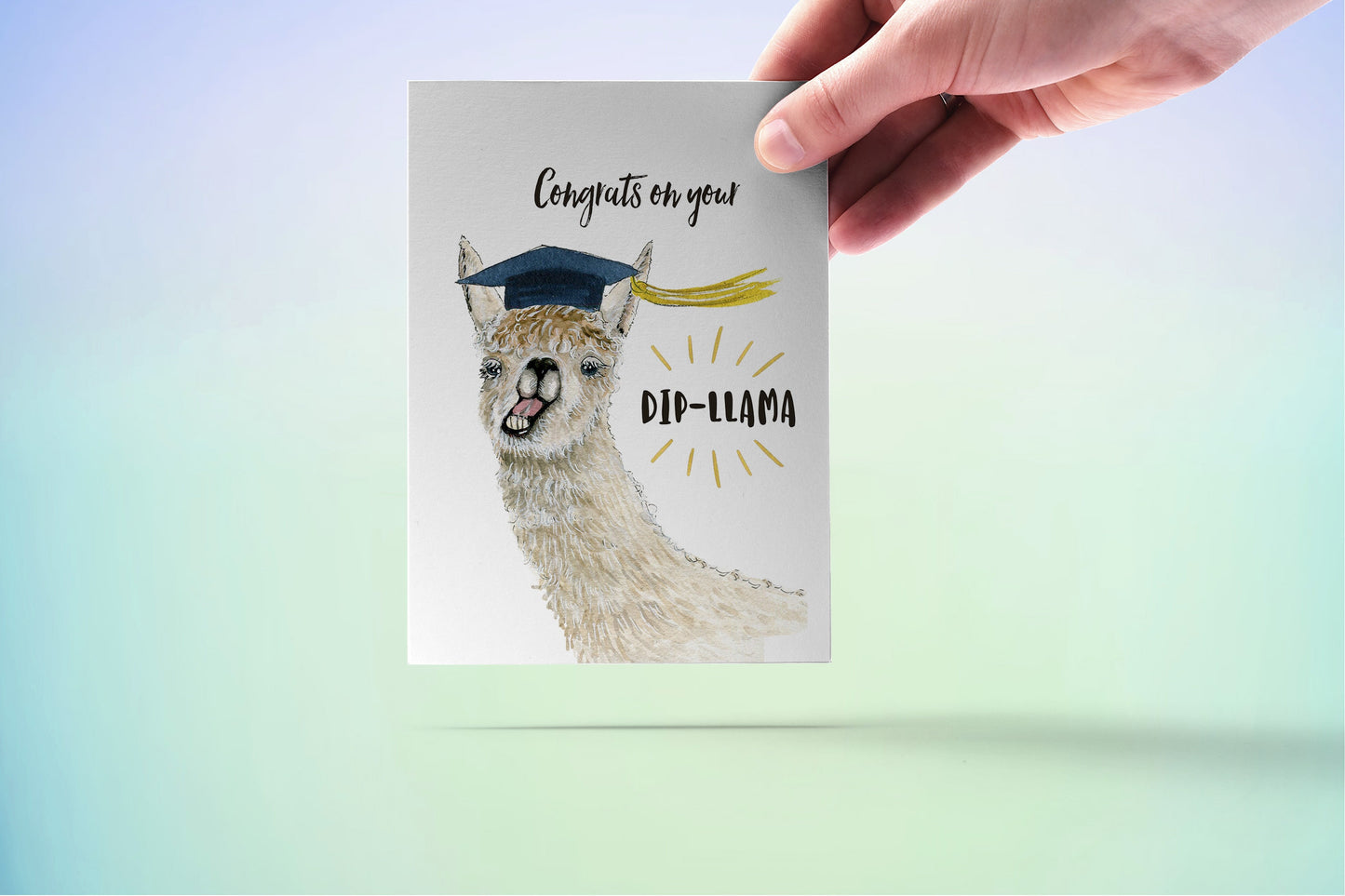 Diploma Llama High School Graduation Cards Funny - College Graduation Gift For Him - Congratulations Card For Daughter