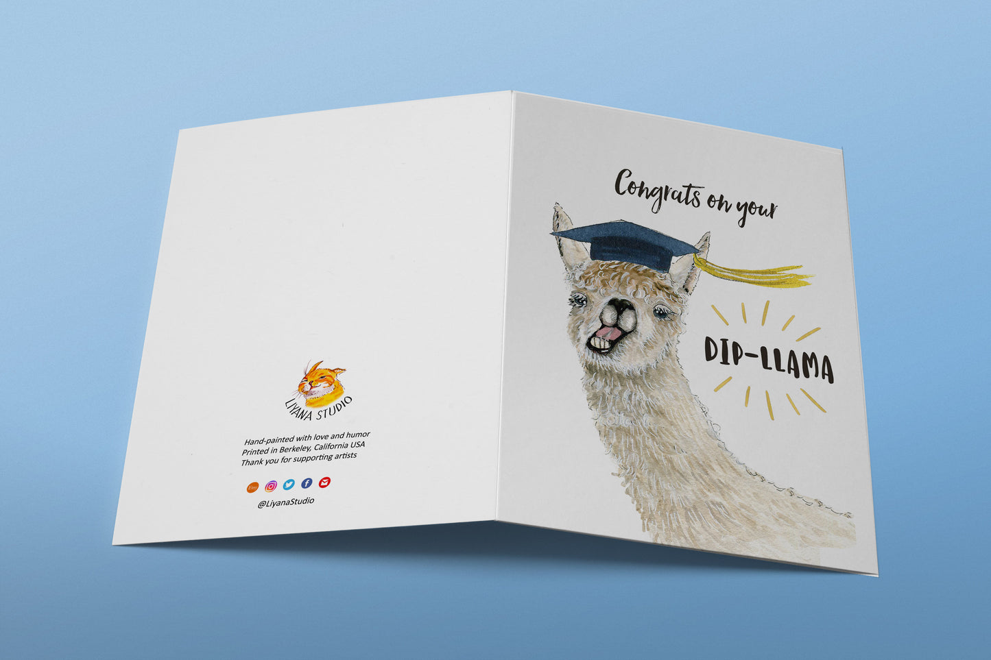 Diploma Llama High School Graduation Cards Funny - College Graduation Gift For Him - Congratulations Card For Daughter