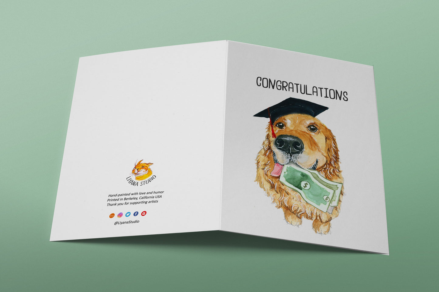 Golden Retriever Dog Graduation Cards Funny - Money Holder Cash Enclosed Card