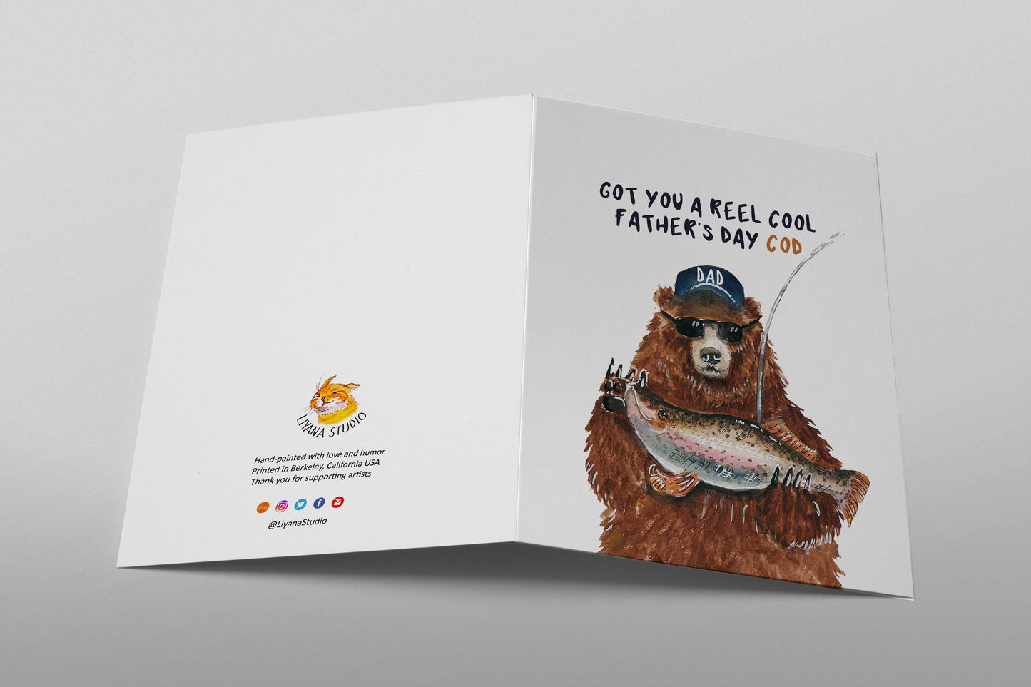 Bear Funny Fathers Day Card For Dad - Fishing Dad Card From Daughter