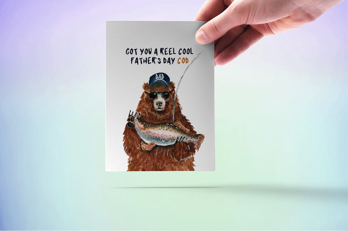 Bear Funny Fathers Day Card For Dad - Fishing Dad Card From Daughter