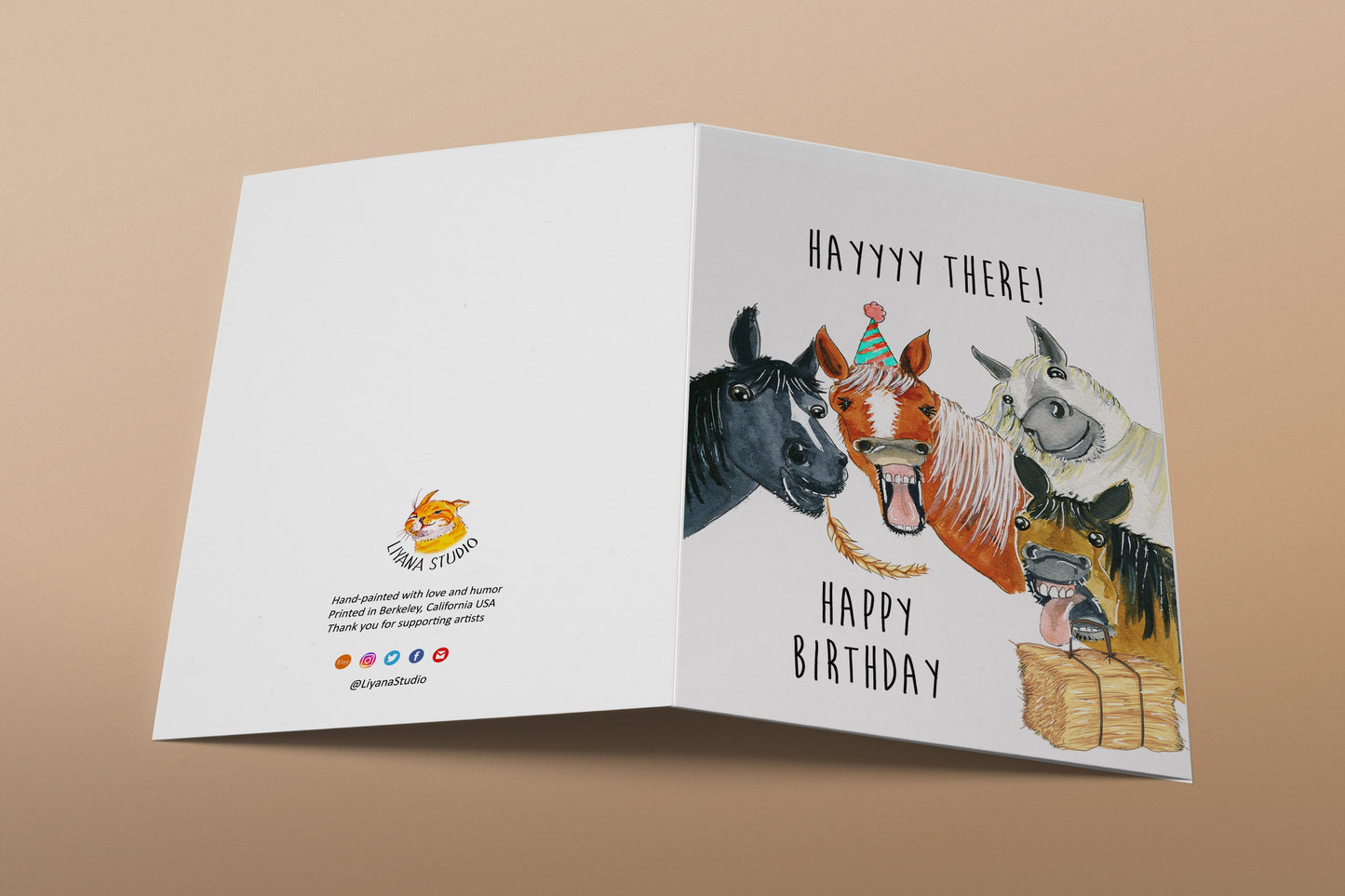 Funny Horse Birthday Cards For Coworker - Hay There Happy Birthday - Custom Birthday Card Funny