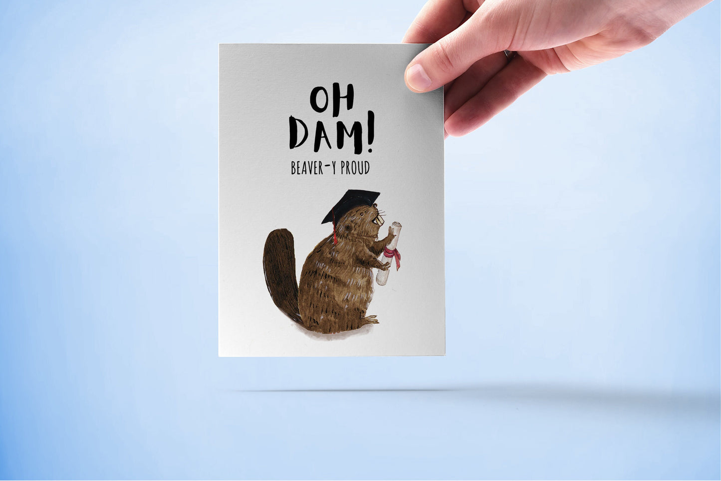 Beaver Funny Graduation Card For Son - Oh Damn Proud Of You Graduation Gifts - Congratulations Cards