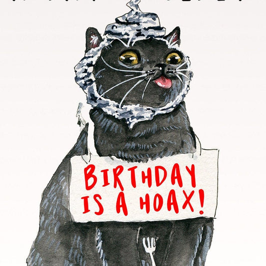 Hoax Cat Birthday Cards Funny - Conspiracy Theories Grey Cats Customized Birthday Card For Friends