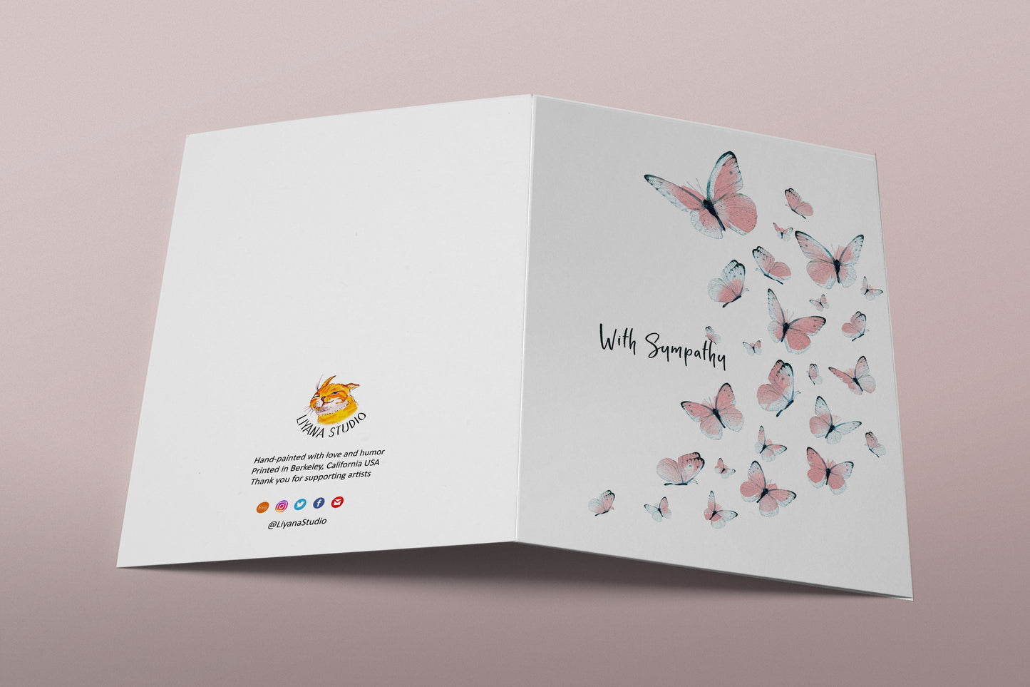 Butterfly With Sympathy Card - Thinking of You Card