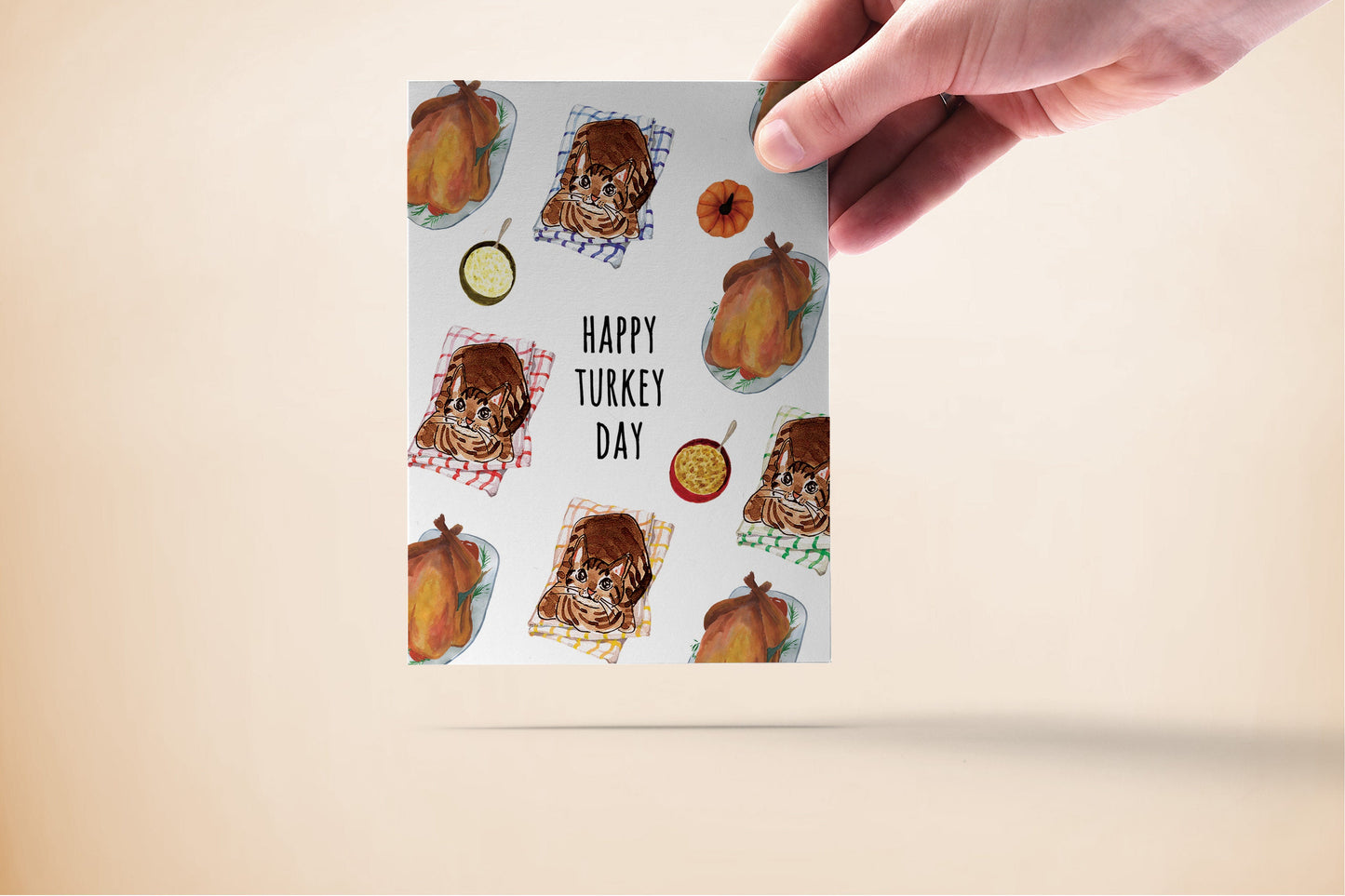 Cat Thanksgiving Cards Funny - Tabby Cats Loaf Thanksgiving Turkey Dinner