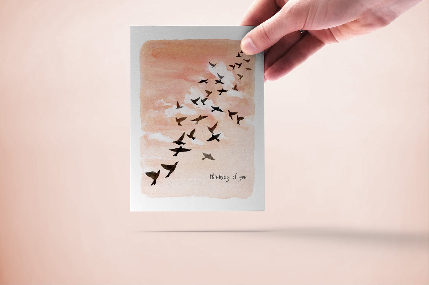 Sunset Sympathy Card - Thinking of You Card - Flock Of Birds