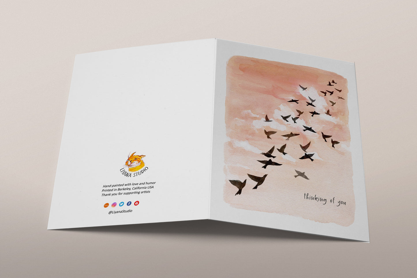 Sunset Sympathy Card - Thinking of You Card - Flock Of Birds