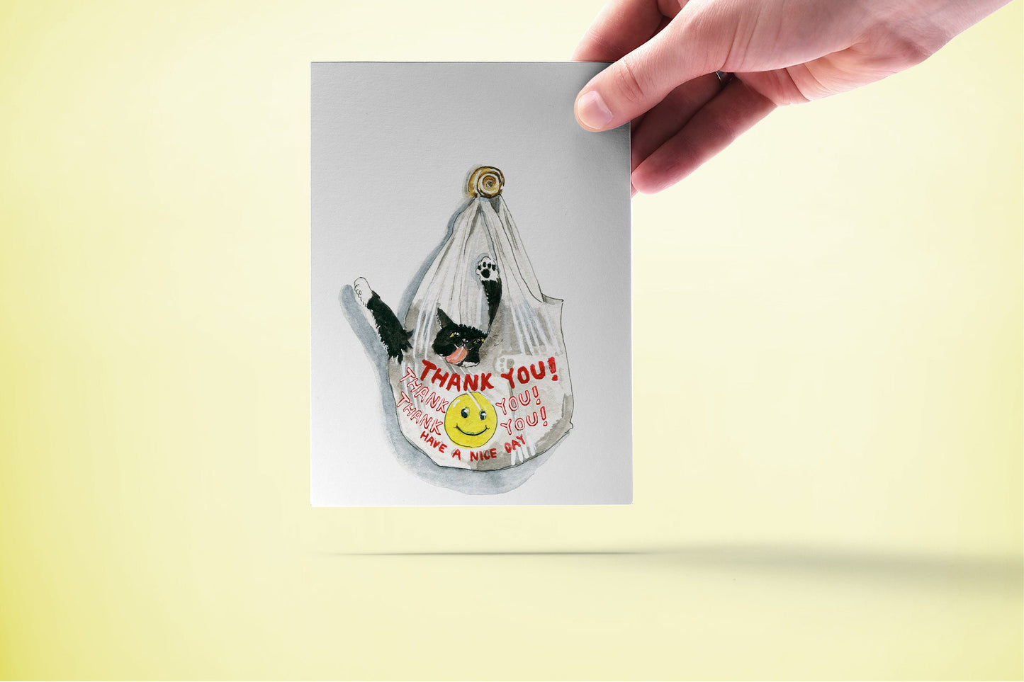 Black Cat Shopping Bag Funny Thank You Cards Set - Tuxedo Cats Thank You Notes Greeting Card Pack