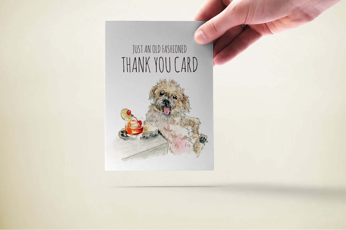 Funny Thank You Cards From Dog - Bourbon Old Fashioned Cocktail Gifts - Bichon Frise Dogs Lover