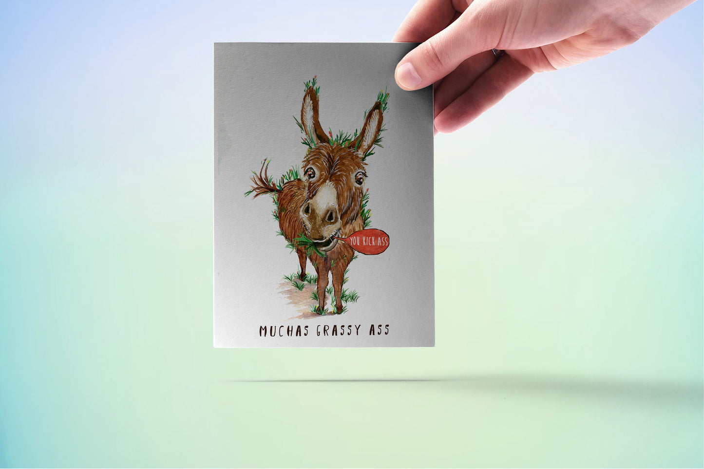 Grassy Ass Funny Thank You Cards Set - Muchas Gracias Donkey Cards Pun - You Kick Ass