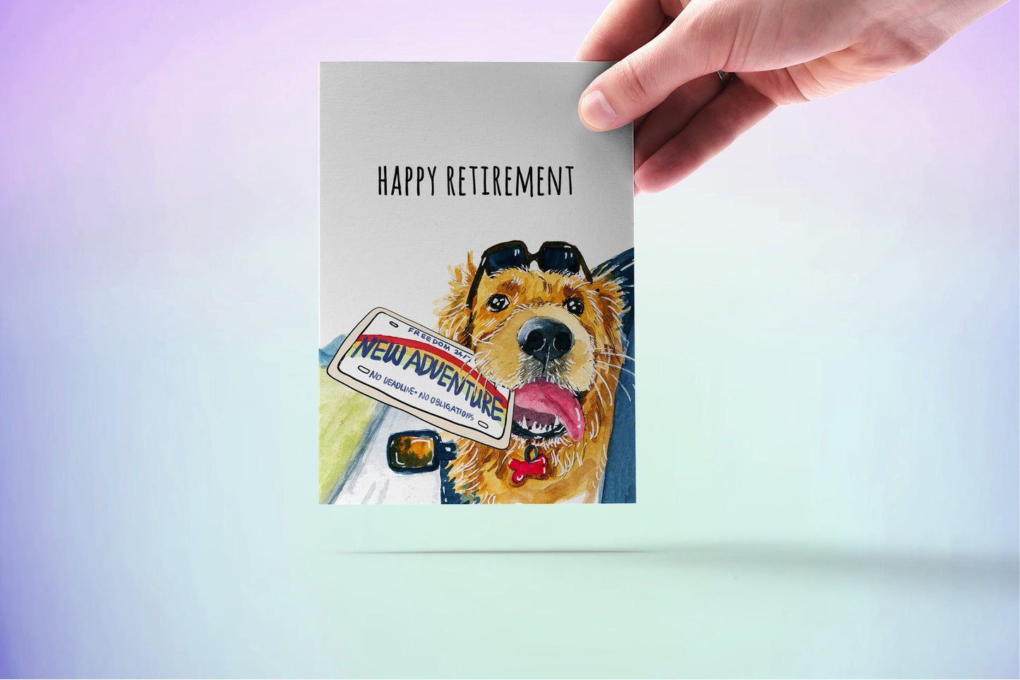 Golden Retriever Retirement Cards For Men - Road Trip Adventure Begins Congratulations Card For Coworker