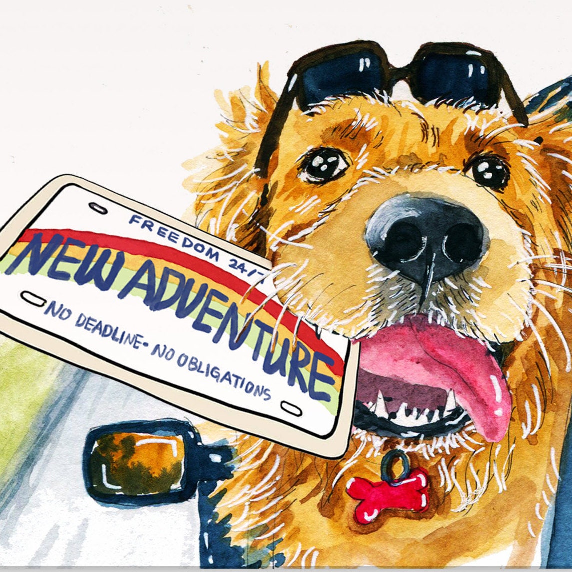 Golden Retriever Retirement Cards For Men - Road Trip Adventure Begins Congratulations Card For Coworker