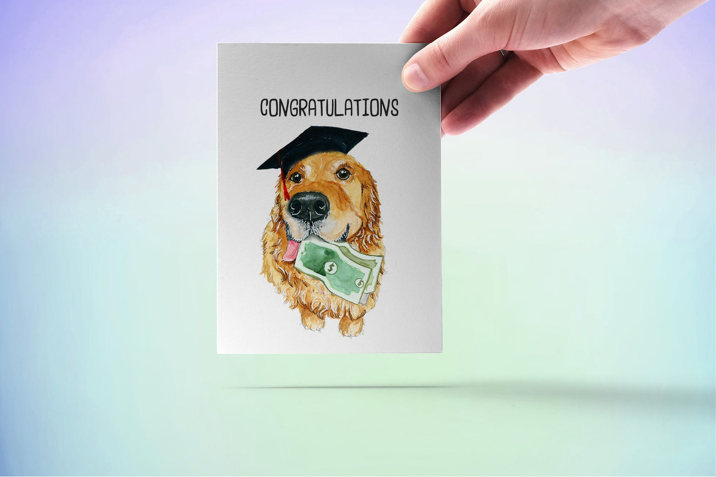 Golden Retriever Dog Graduation Cards Funny - Money Holder Cash Enclosed Card