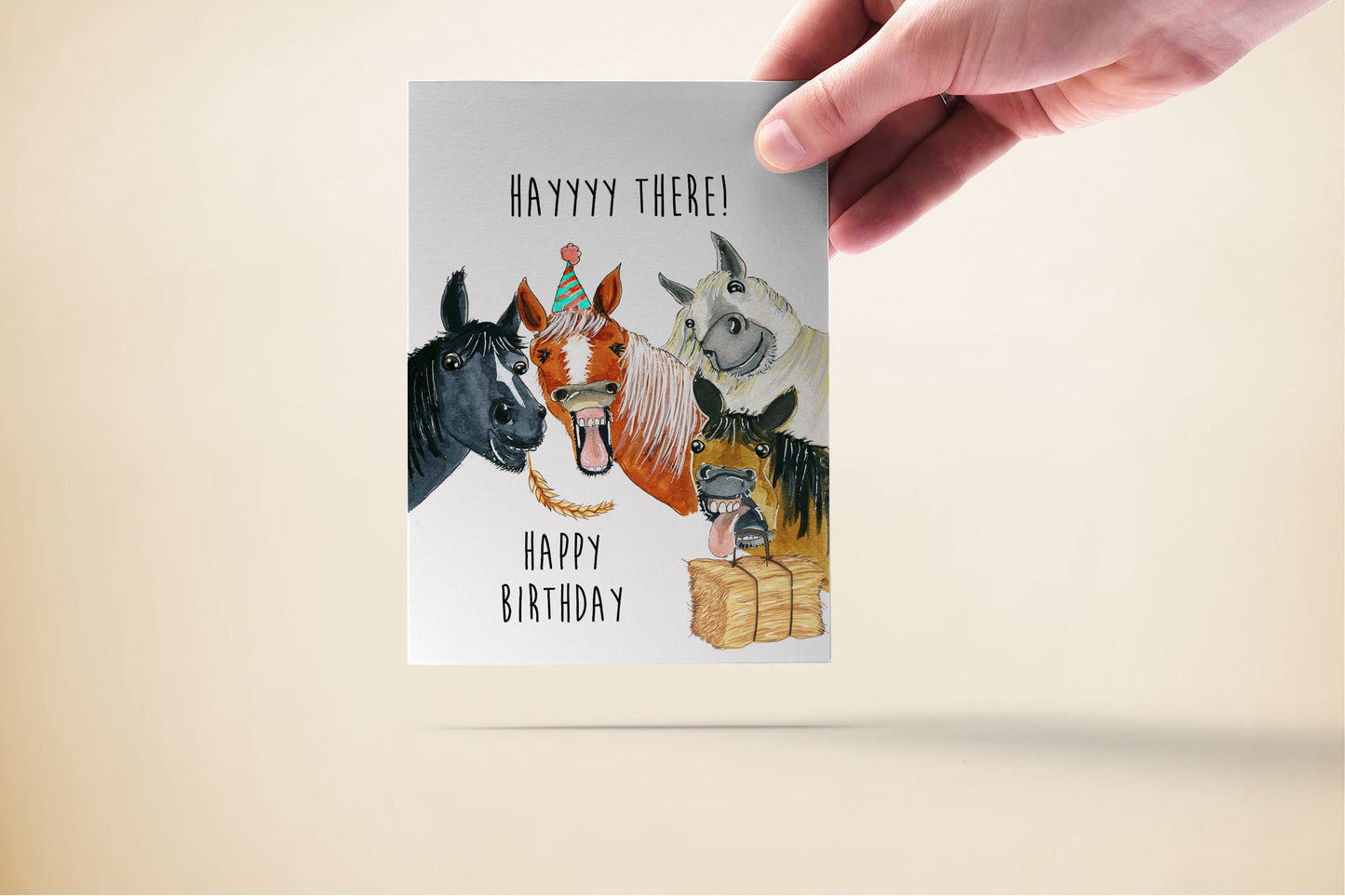 Funny Horse Birthday Cards For Coworker - Hay There Happy Birthday - Custom Birthday Card Funny