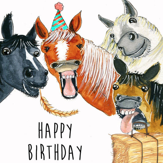 Funny Horse Birthday Cards For Coworker - Hay There Happy Birthday - Custom Birthday Card Funny