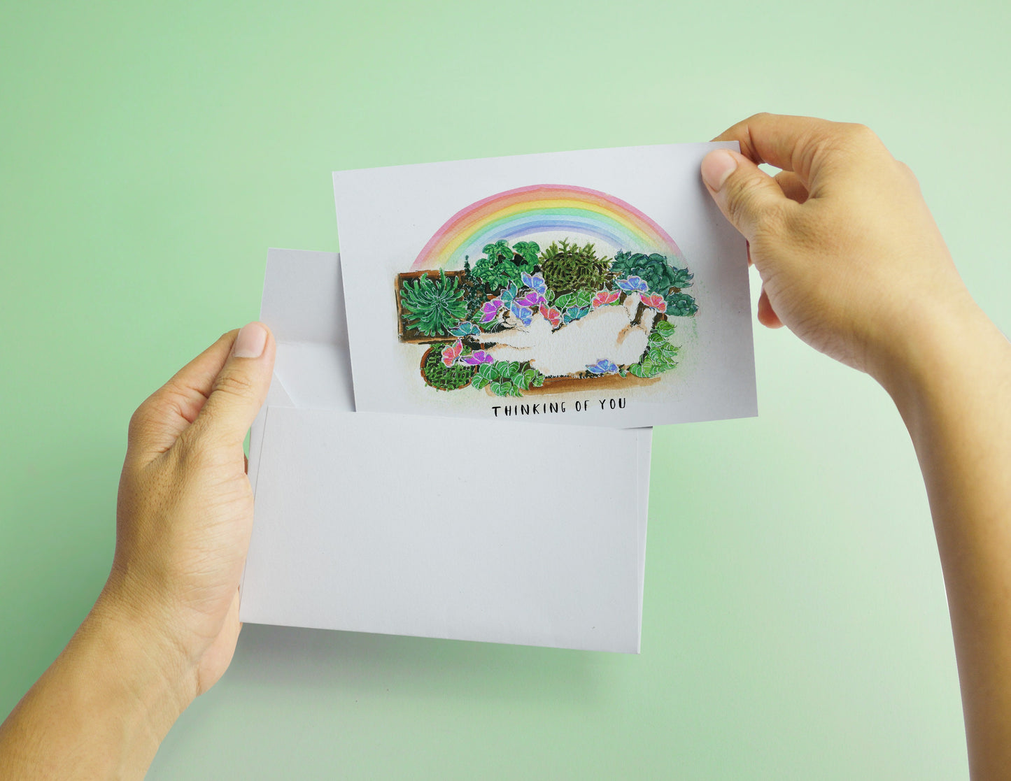 Pet Sympathy Card For Loss Of Cat - Thinking Of You - Butterfly Rainbow Garden