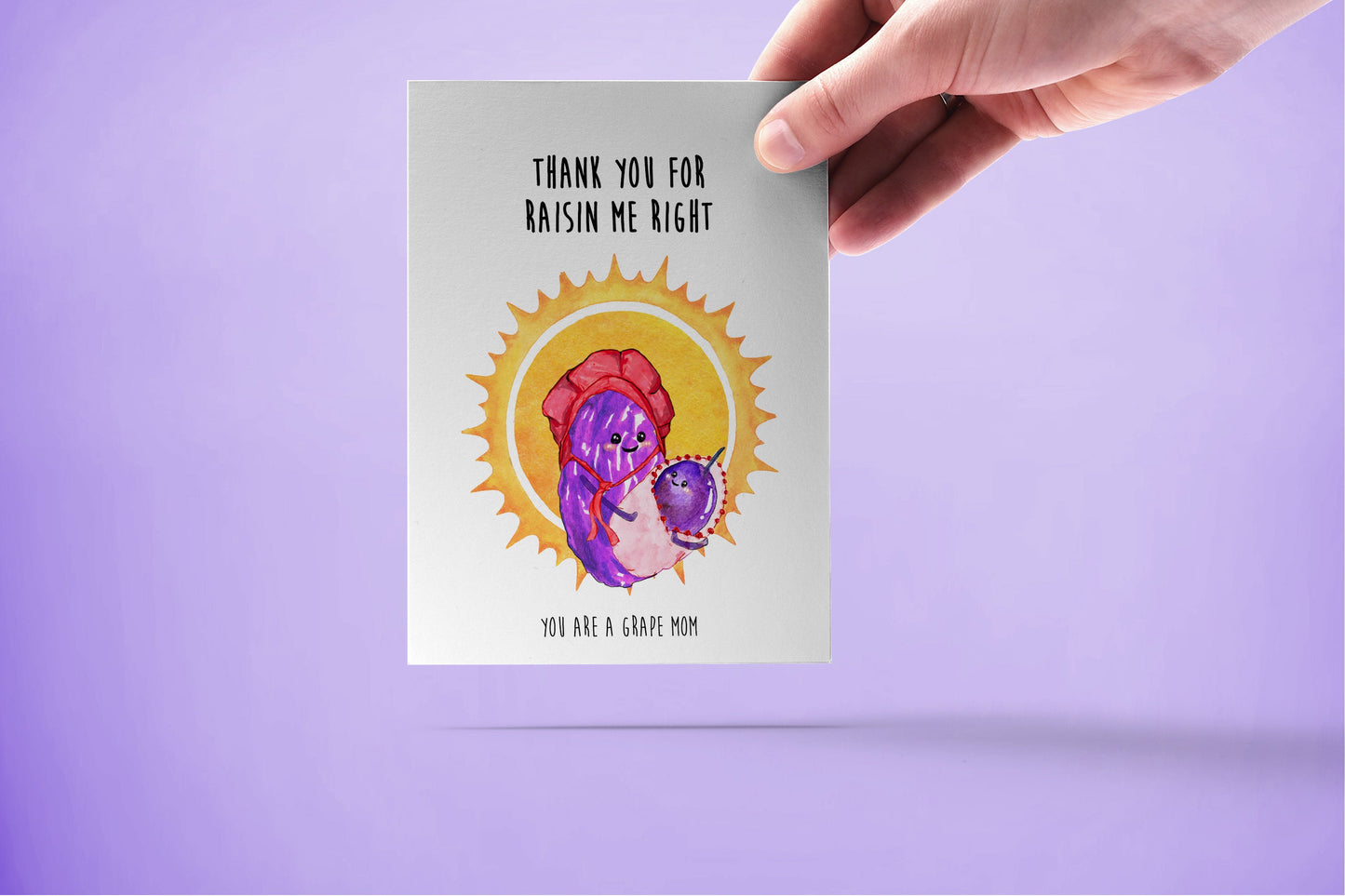 Raisin Puns First Mothers Day Card Funny - Thank You For Raisin Me Right - You Are A Grape Mom - Happy Mothers Day Gift From Daughter