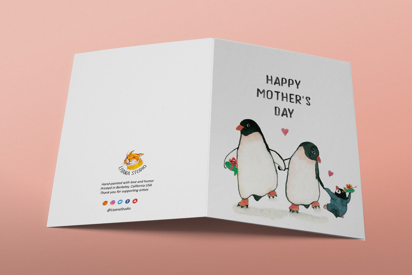 Penguin Mothers Day Card From Husband And Kid - Baby Mom Dad Card For New Parents