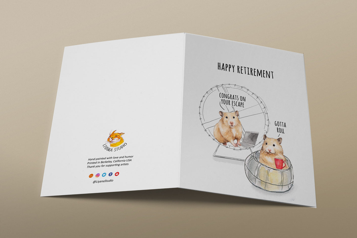 Hamster Happy Retirement Card - Coworker Leaving Farewell Cards - Congrats On Your Escape