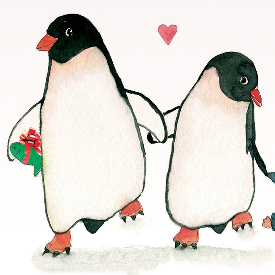 Penguin Mothers Day Card From Husband And Kid - Baby Mom Dad Card For New Parents