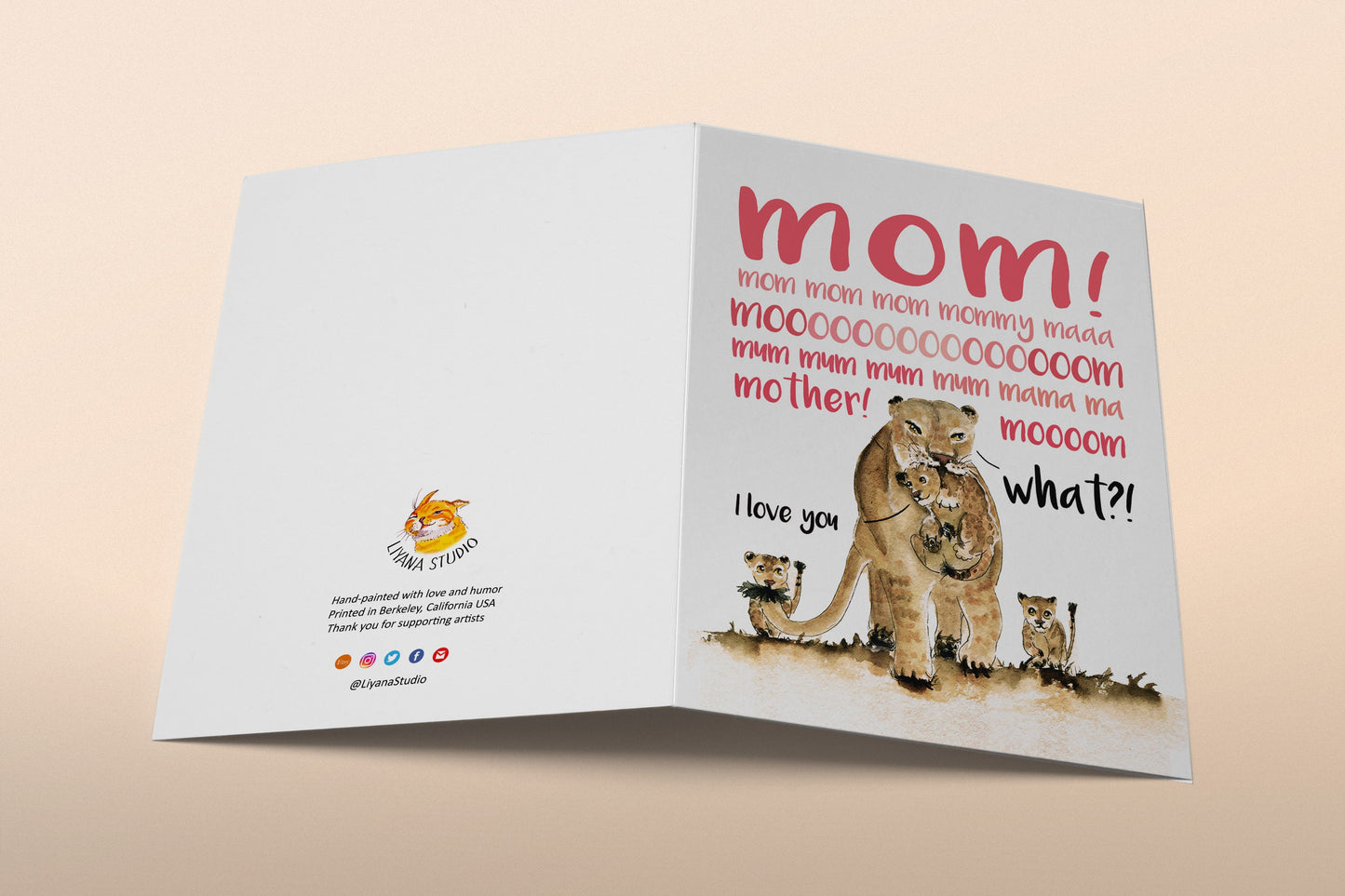 Lion Funny Mothers Day Card From Daughter - Lions Mom And Baby Birthday Card For Mom