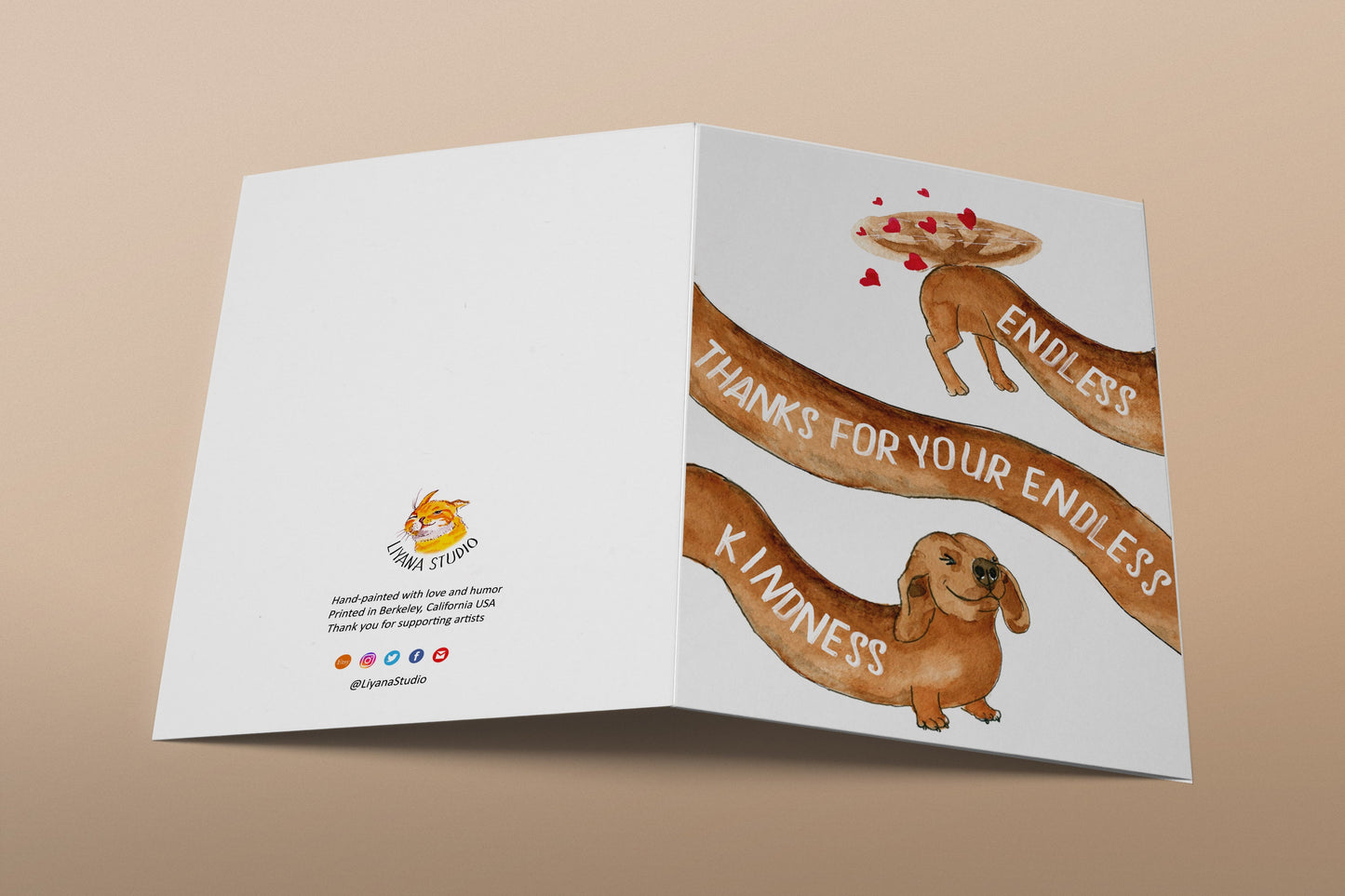 Wiener Dog Funny Thank You Cards Pack - Endless Thanks For Kindness Gift