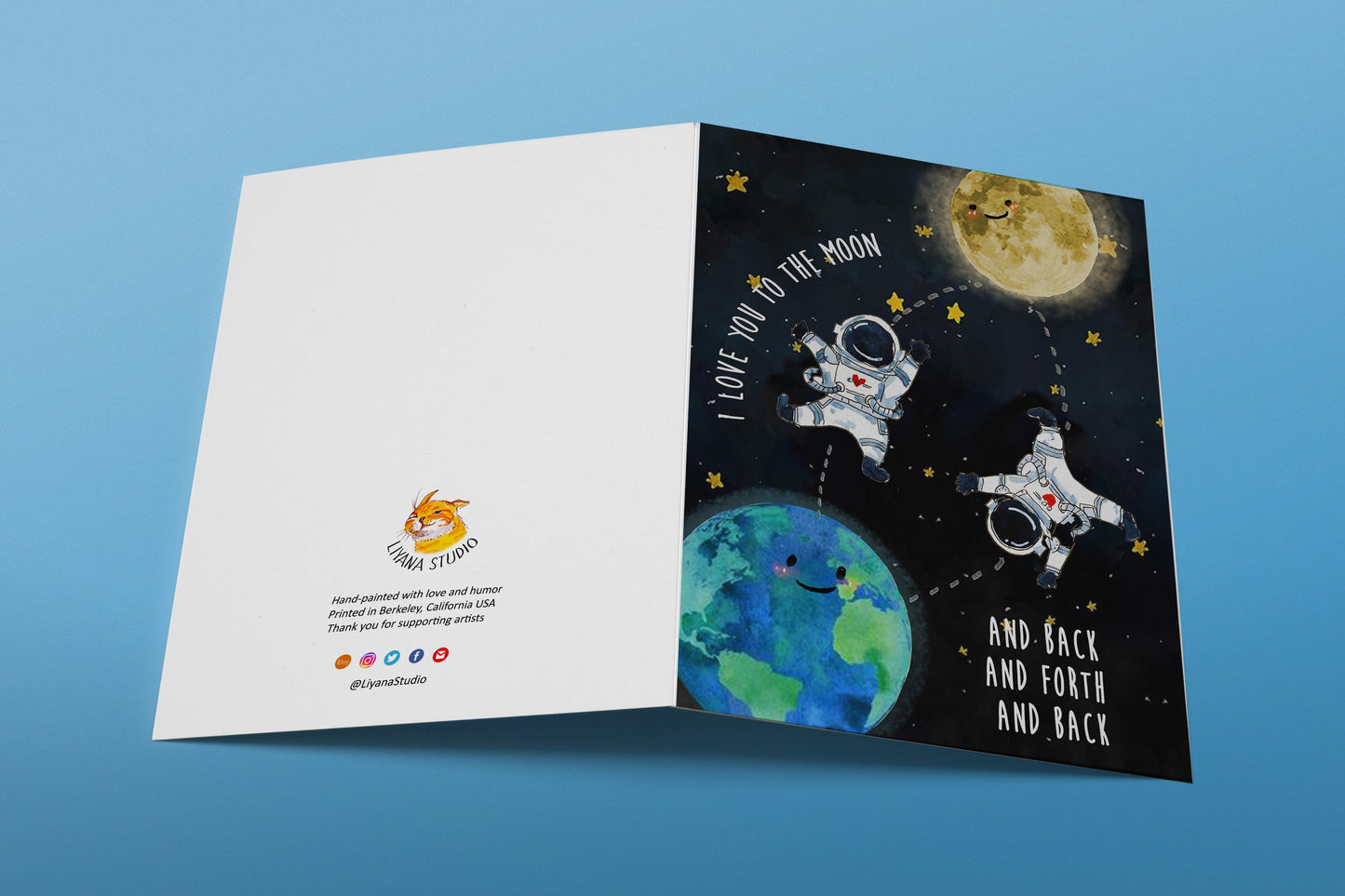I Love You To The Moon And Back Funny Love Card For Husband, Kids Love Card Funny, Romantic Anniversary Card Astronaut Space Cards For Geek