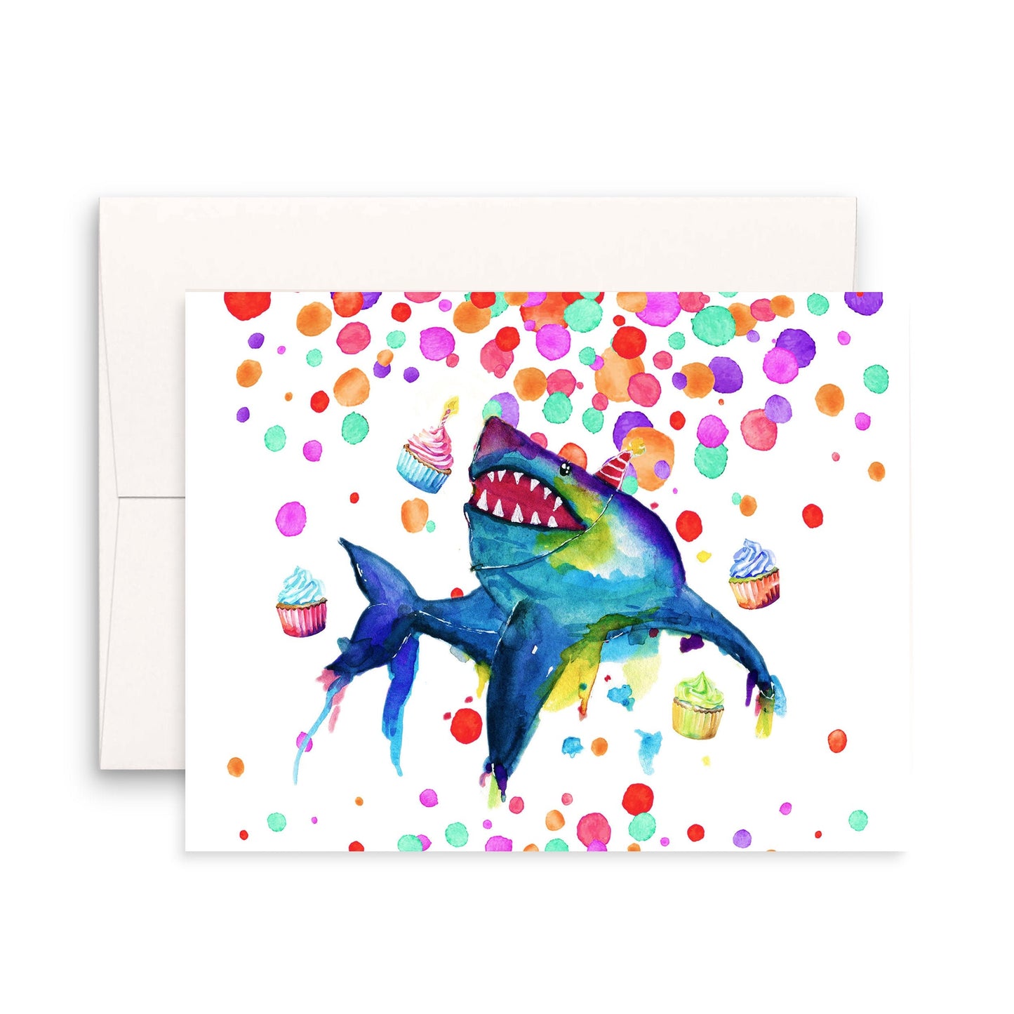 Shark Birthday Cupcake Sprinkle Greeting Card