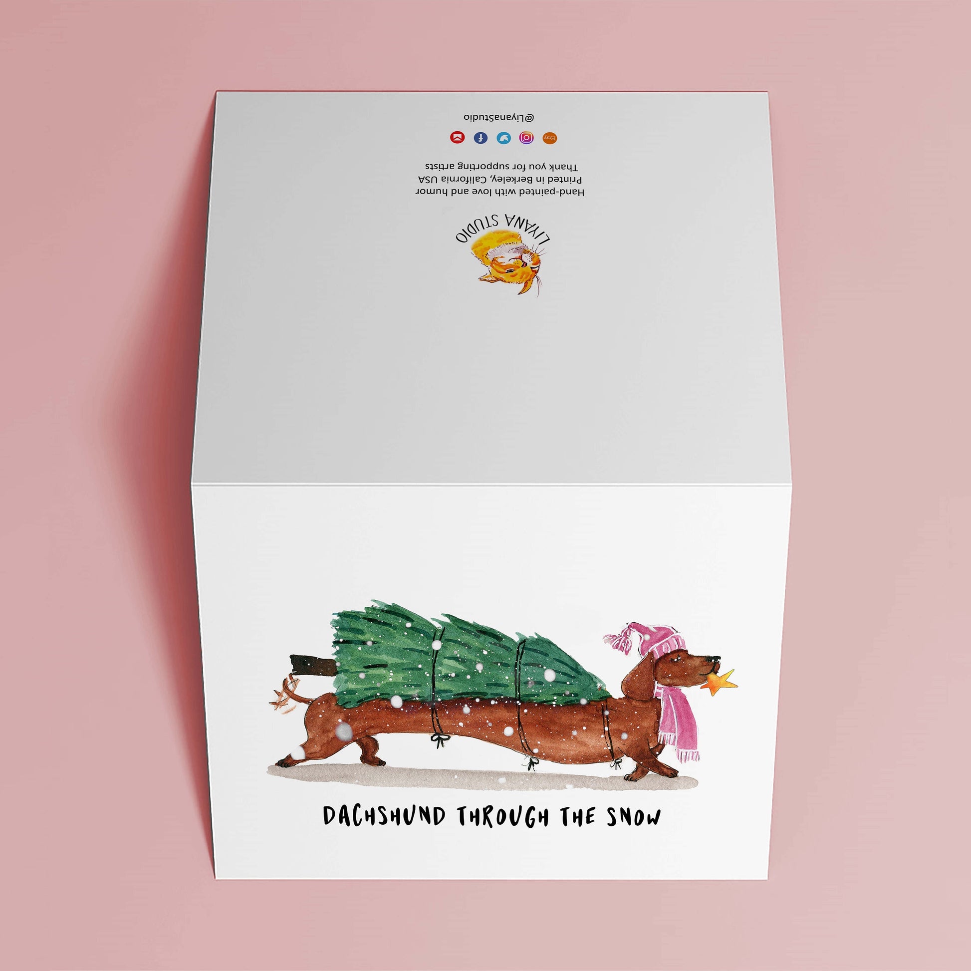 Dachshund Christmas Card - Dashing Through The Snow Gifts For Dog Lovers