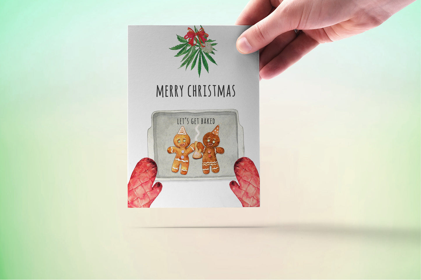 Funny Christmas Card - Gingerbread Man Let's Get Baked Stoner Gifts