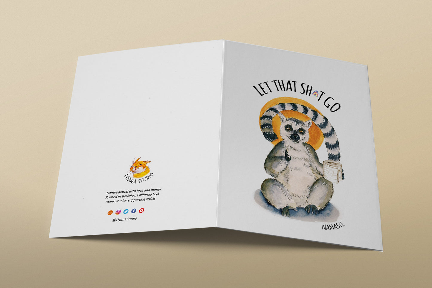 Funny Lemur Let That Shit Go Pandemic Funny Cards, Toilet Paper Funny Gift, Quarantine Card For Friends, Toilet Paper Gift, Social Distance