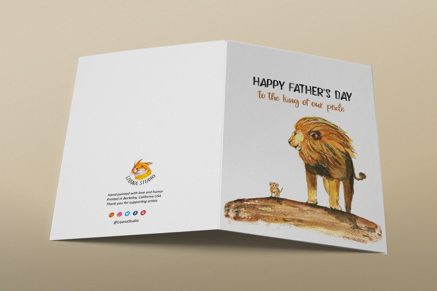 Lion Dad And Baby Cub Fathers Day Card From Kid - To The King Of Our Pride - Personalized Fathers Day Gift From Wife