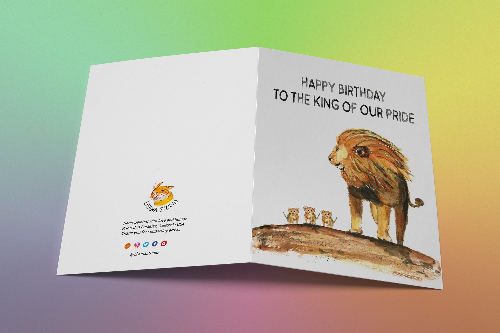 Lion Dad And Baby Cub Fathers Day Card From Kid - To The King Of Our Pride - Personalized Fathers Day Gift From Wife