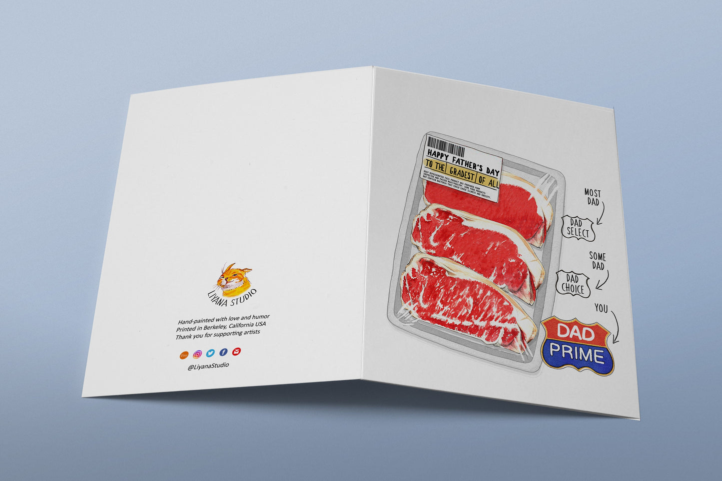 Prime Steak Fathers Day Card Funny - Barbecue Meat Lover Grill Dad Card From Daughter