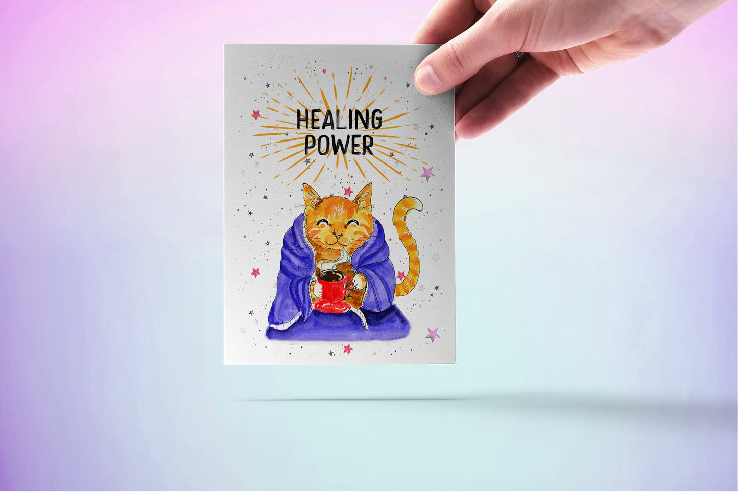 Cat Funny Get Well Soon Card - Healing Power Pet Sympathy Gifts