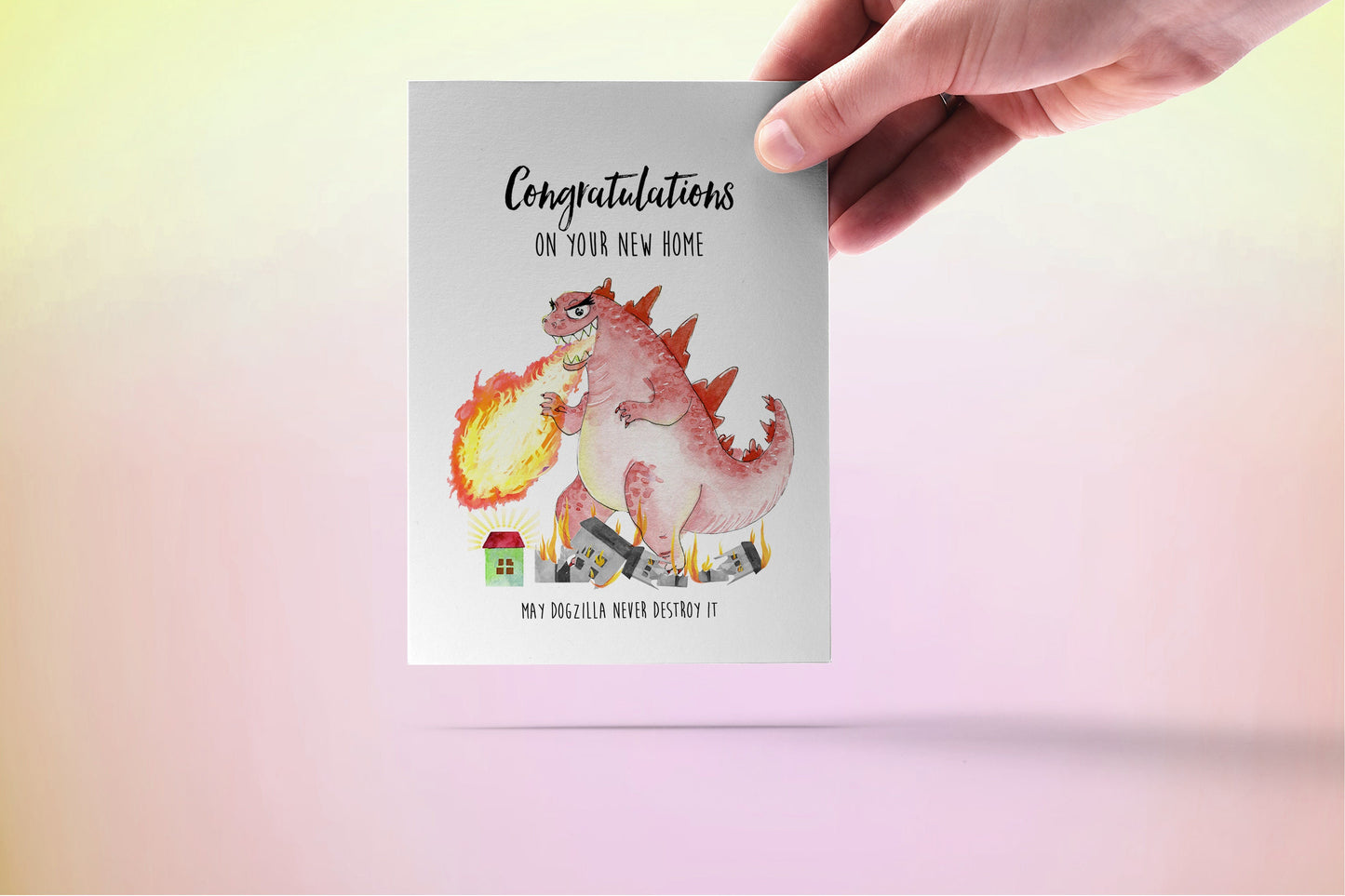 Godzilla Funny Housewarming Card For Friends, Funny New Home Cards For Him, First Homeowner Gifts For Couple, Moving House Congrats For Her