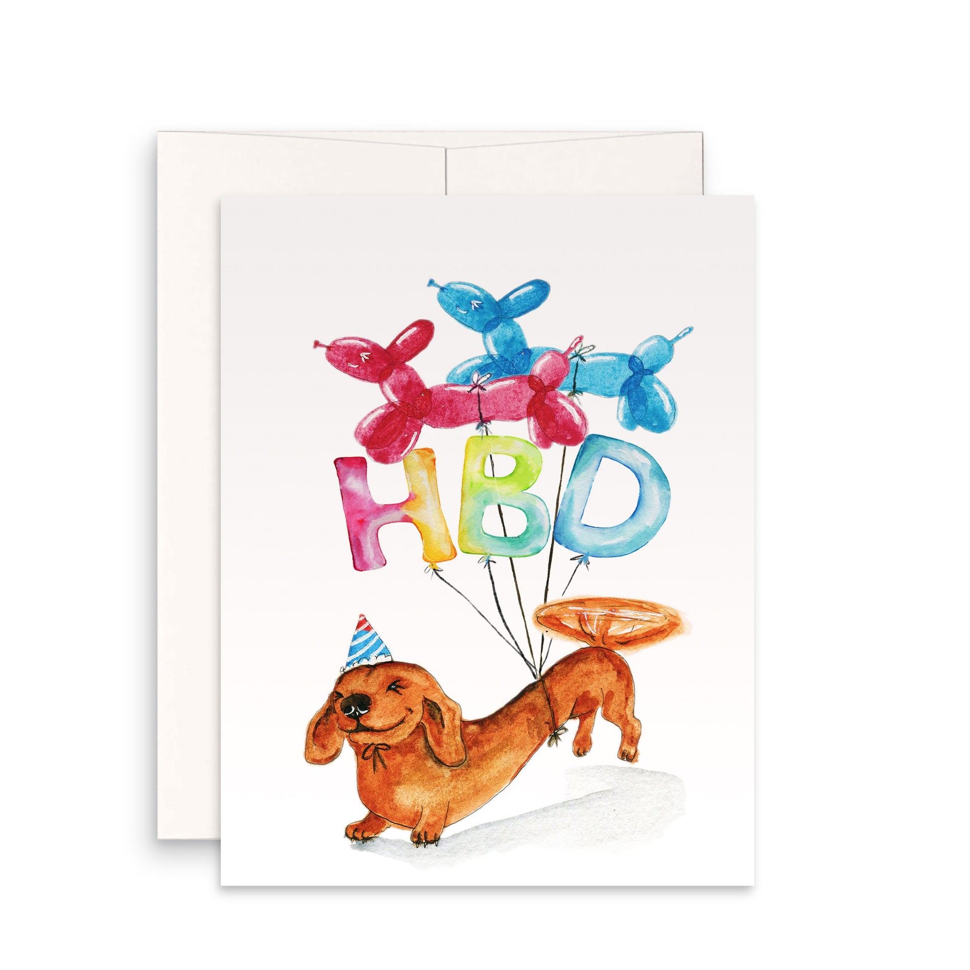 Wiener Balloons Dog Birthday Card Funny - Dachshund Doxie Birthday Party