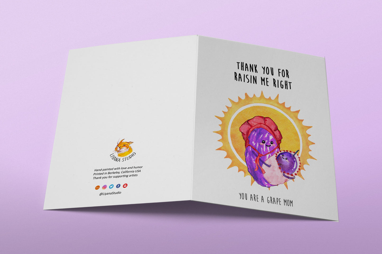 Raisin Puns First Mothers Day Card Funny - Thank You For Raisin Me Right - You Are A Grape Mom - Happy Mothers Day Gift From Daughter